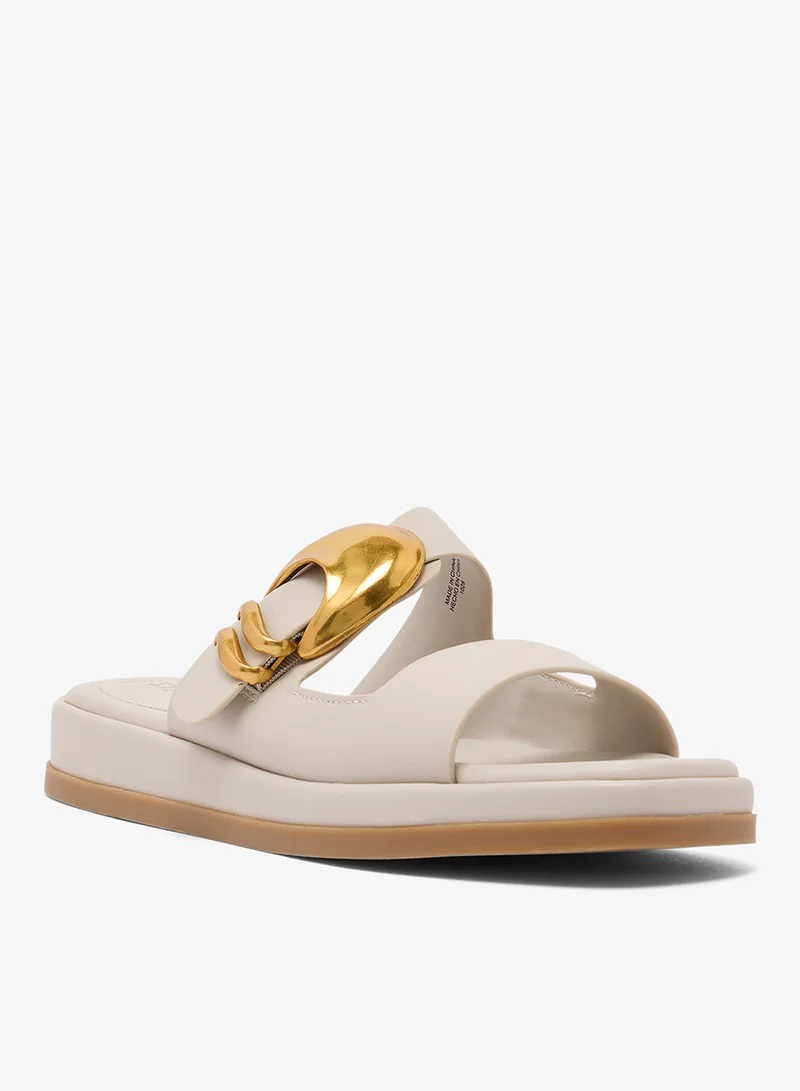 STEVE MADDEN Half Moon Buckle Action Leather Sandals